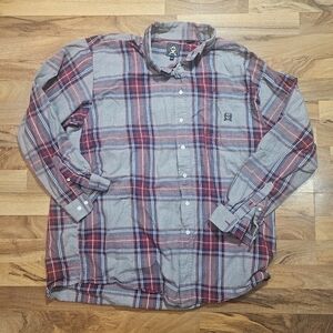 Cinch Shirt Mens XXL Button Down Gray Red Plaid Western Rancher Rodeo Cowboy